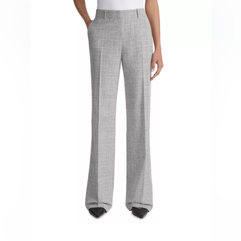Lafayette 148 New York Sullivan Glen plaid wool blend boule’ Wide Leg Pants